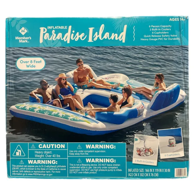 Member's Mark Inflatable Paradise Island, 6 Person, 2 Coolers, Cupholders