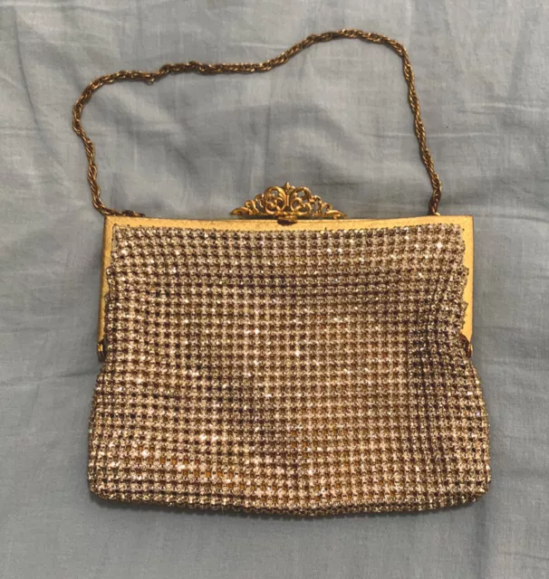 VINTAGE OROTON GLOMESH Diamante Crystal Gold Evening Bag 6014 150.00 PicClick AU