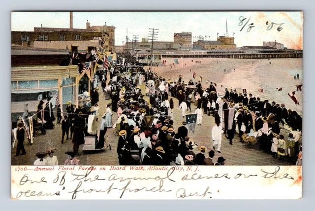 Atlantic City NJ-New Jersey, Annual Floral Parade, Boardwalk, Vintage Postcard