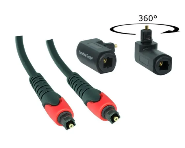 1m Toslink Câble Audio LWL Spidf Numérique+2x Adaptateur D'Angle DUC-005x2