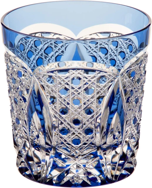 Edo Kiriko Rock Glass Blue 280cc
