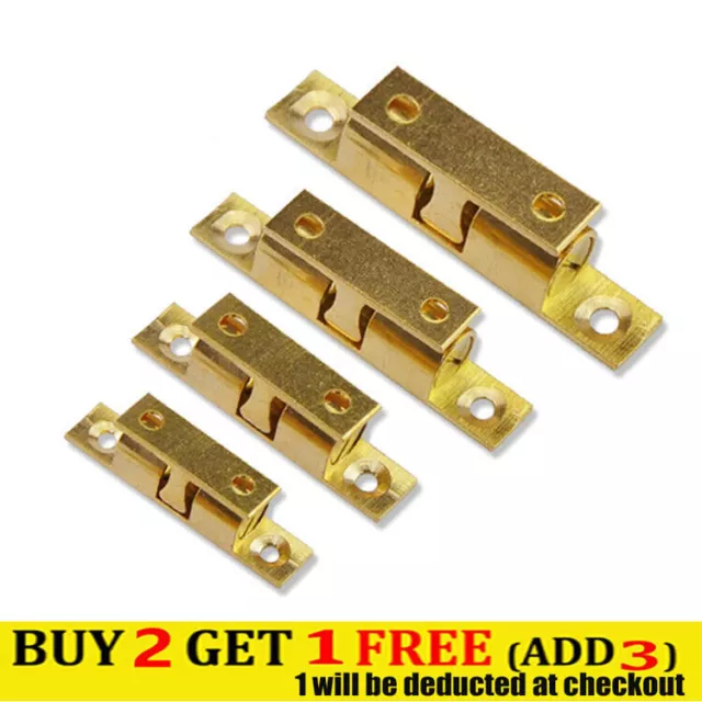 Cupboard Brass Cabinet Wardrobe Door Latch Double Ball Catch Roller Lock 40-70mm