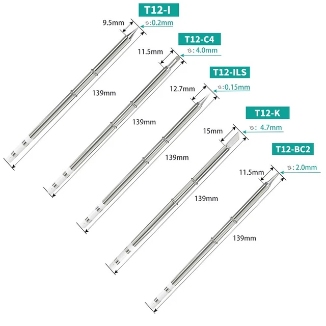 Embouts minces en fer à souder T12 pour souder de petits composants et téléph