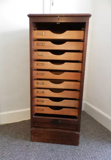 Vintage 1930/40's Tambour Roll Front Haberdashery Multi Drawer Filing Cabinet