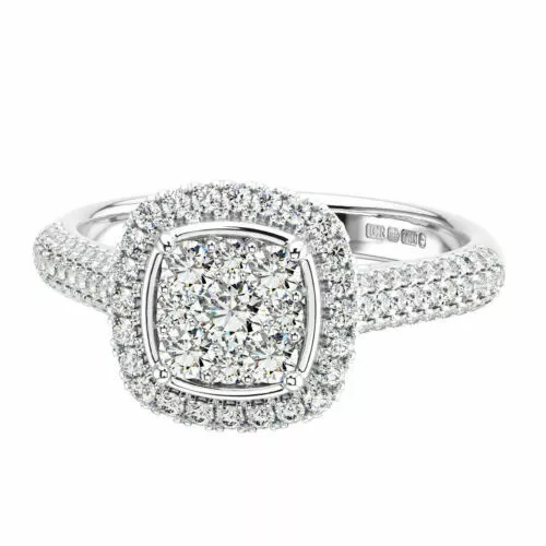 0.60 Ct Cluster Set Round Brilliant Cut Diamond Wedding Ring in 950 Platinum 2