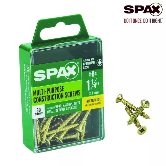 Spax N º . 8S X 3.2cmL Phillips/Cuadrado Cabeza Plana Multiusos Tornillos 30