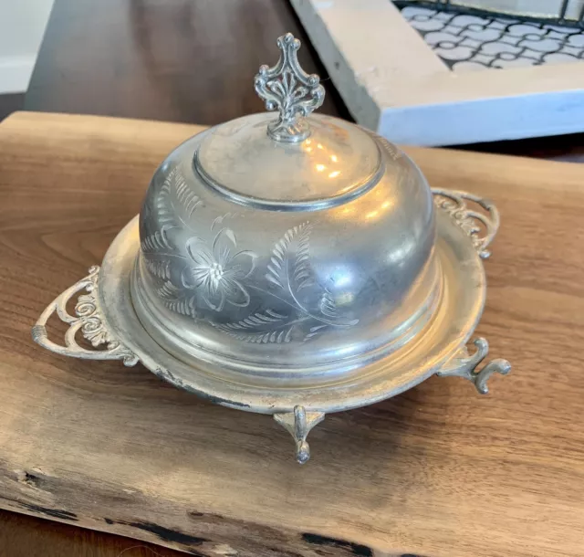 The Van Bergh S.P. Co Quadruple Silver Plate Covered Butter Serving Dish 324