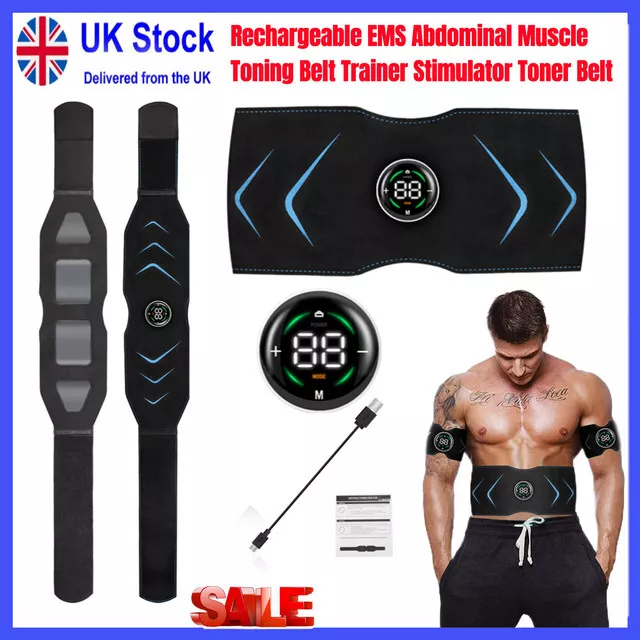 Rechargeable EMS Abdominal Muscle Toning Trainer ABS Stimulator Toner Belt