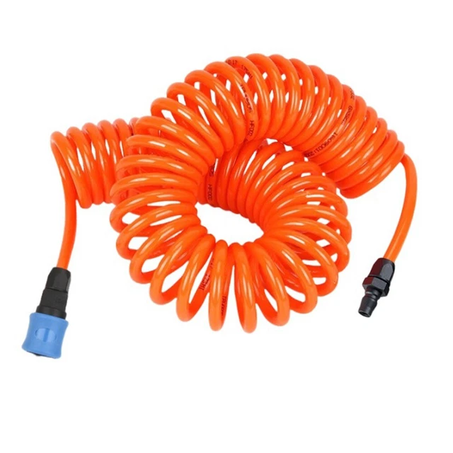Tuyau D'air Comprimé Spirale 5m - Diamètre 10x6,5 Mm, Connecteur Européen, Pour Compresseur