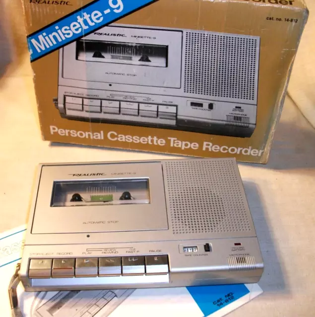 Realistic Minisette-9.  Personal Cassette Tape Recorder.  Boxed. C.1985.