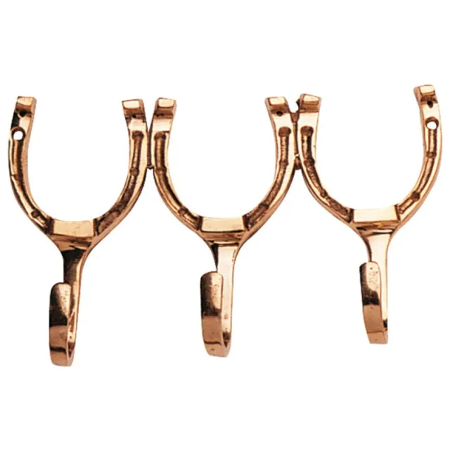 Brass Horse Shoe Wall Mounted 3 Hook Hanger Keys Coat