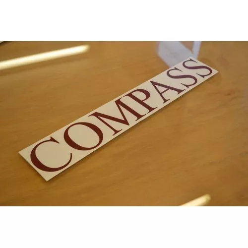COMPASS - (STYLE 2) - Caravan Name Sticker Decal Graphic - SINGLE