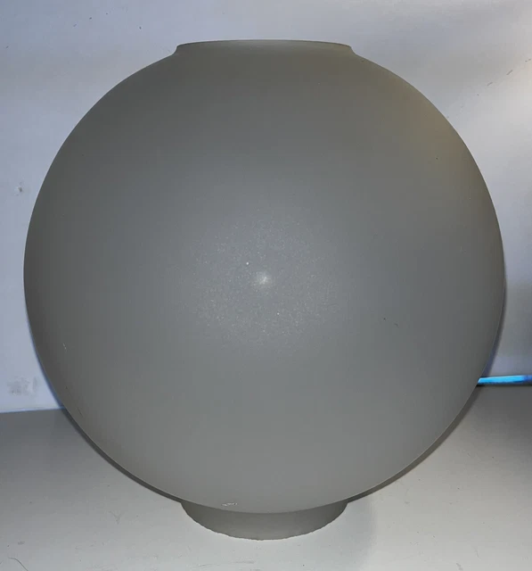 Antique Clear Satin Frosted Glass Ball Lamp Globe Shade 9" Diameter  4" Fitter
