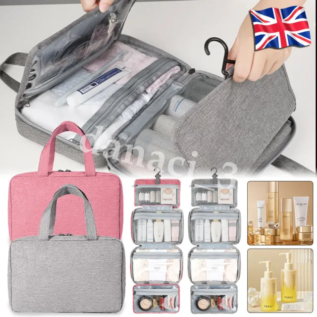 Large Capacity Toiletry Makeup Bag Cosmetic Storage Travel Hanging Washbag UK