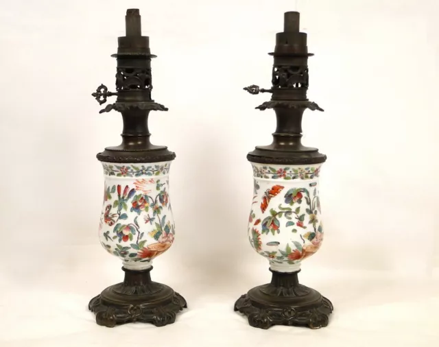 Paar Lampen Links Öl, aus Porzellan Chinesisch, XIX