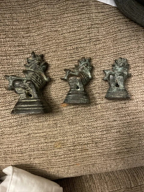 Antique 3 Burma Burmese Chinthe Lions Shape Opium Weights ca. 19th century