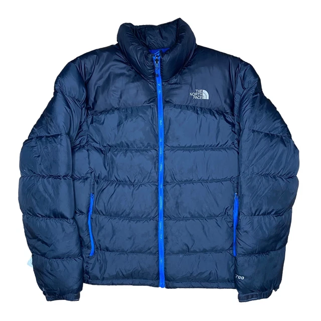 Men's The North Face 700 Goose Down Nuptse Puffer Jacket Grey Blue Size Medium