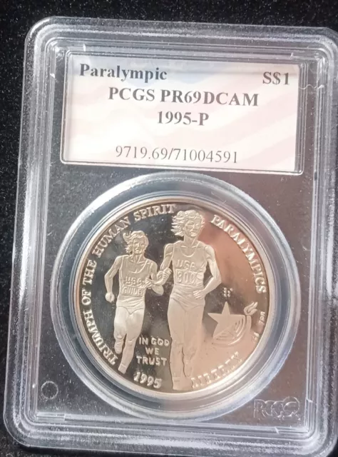 1995-P Pcgs Pr69Dcam Paralympic Commemorative Silver Dollar. -#Sl0036