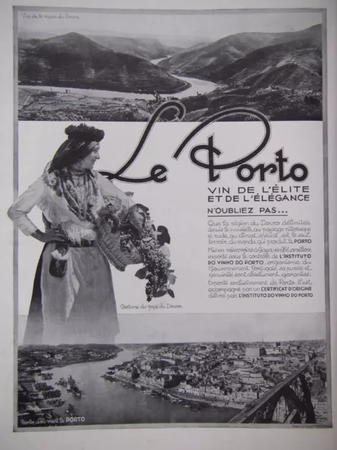 Publicité De Presse 1934 Le Porto Vin De L'élite Pays Des Douro - Advertising