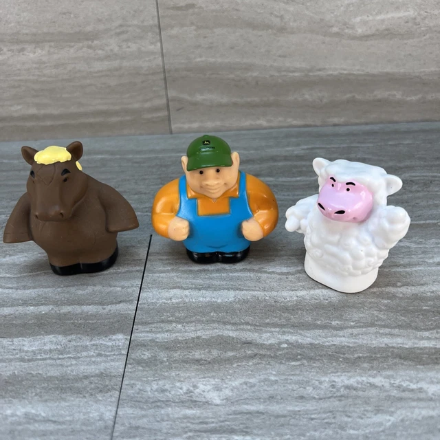 John Deere Tomy Animal Farm Figures Lot - Farmer Horse Sheep Collectible Toys