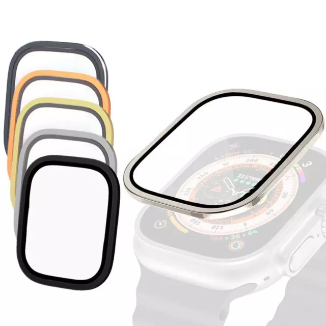 for Apple watch Ultra Screen Protector 49Mm, Titanium Alloy Frame with 9H TemO0