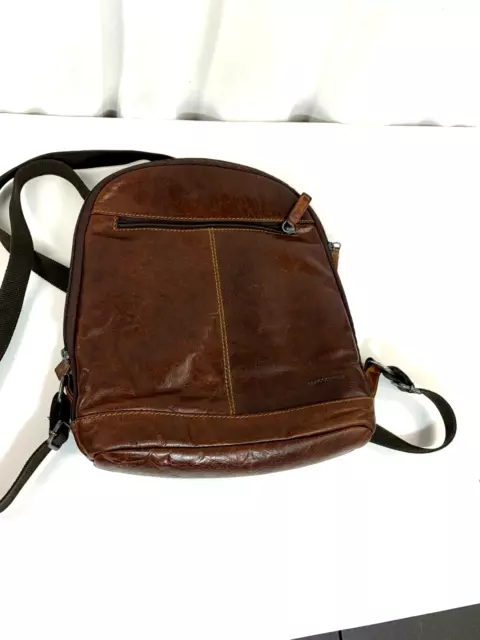 Jack Georges Genuine Leather Voyager Brown Convertible Backpack/Crossbody Bag