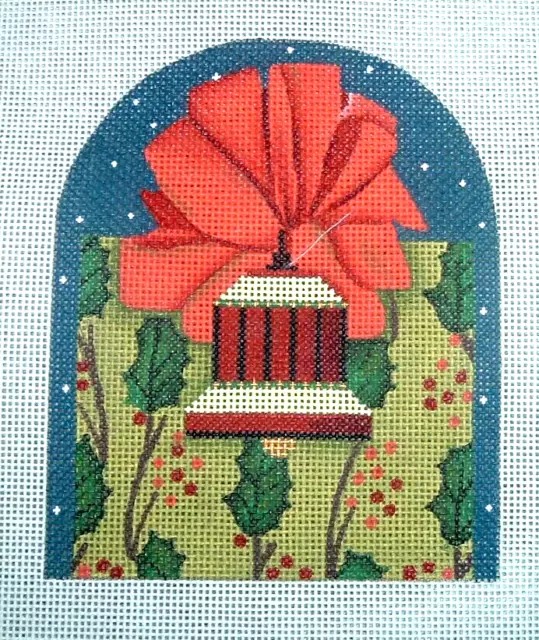 Melissa Shirley Holly Berry Bell Ornament Hand Painted Needlepoint Canvas  WKK