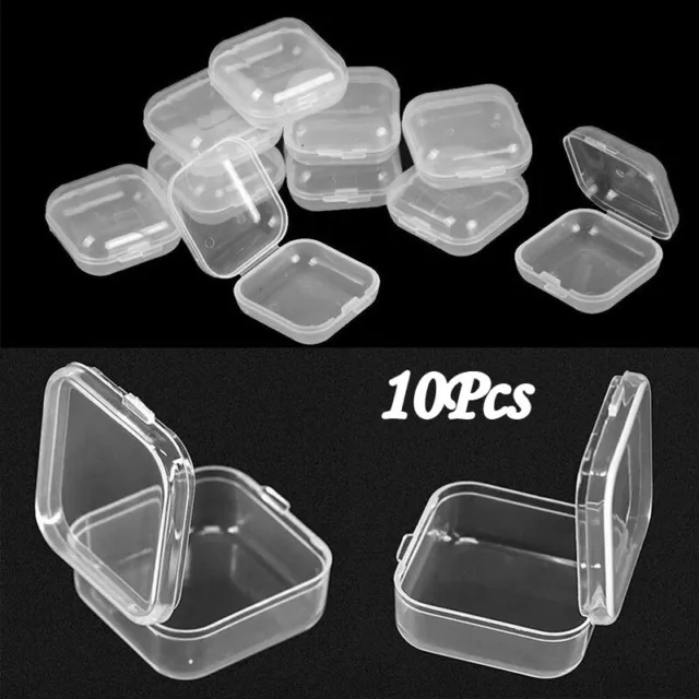 Clear Plastic Display Storage Box for Jewelry and Trinkets Set of 10 Mini Boxes