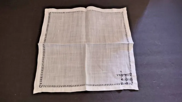 Vintage White Linen Hankies Hand Machine Embroidery