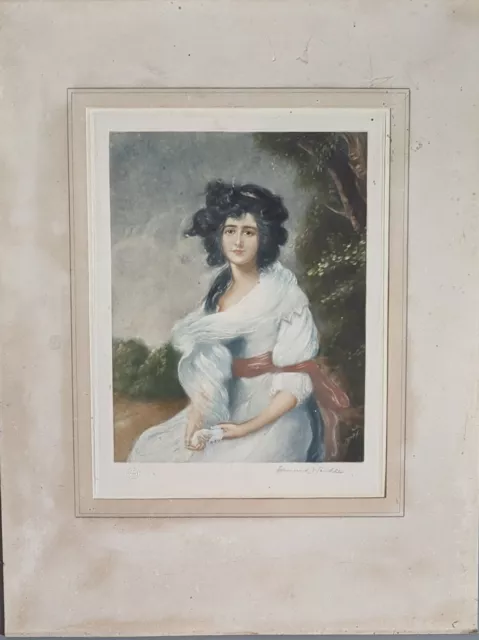 MEZZOTINT PRINTED IN COLOUR Mrs SHERIDANAfter the Picture by Thos Gainsborough