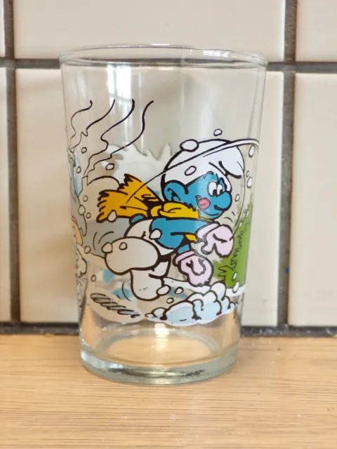 VERRE à MOUTARDE-SCHTROUMPF BOULE de NEIGE-PEYO-1990