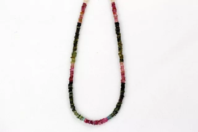 Natural Multi Tourmaline Gemstone Smooth Square Cut Heishi Beads Size 3.5-4.5 MM