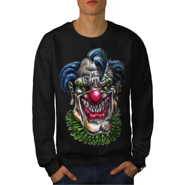 Wellcoda Evil Monster Clown Mens Sweatshirt, Scary Casual Pullover Jumper
