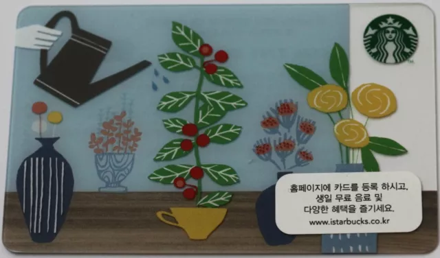 Starbucks Korea Gift Card 2014 Watering Plants Korean Collectible New