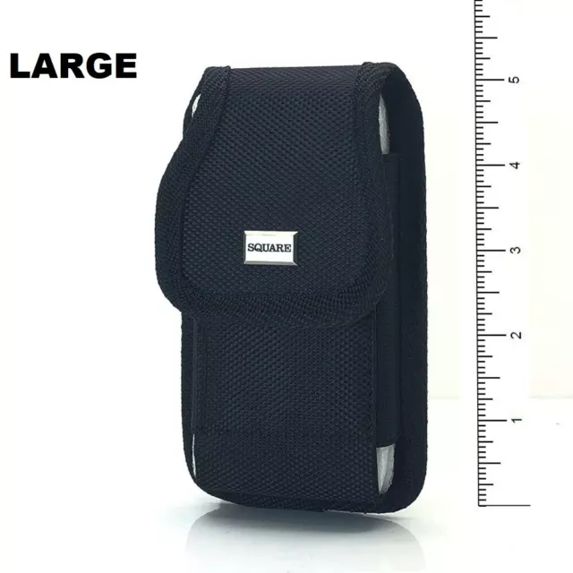 Large Rugged Cell Phone Vertical Pouch With Metal Clip And Belt Loop Holster