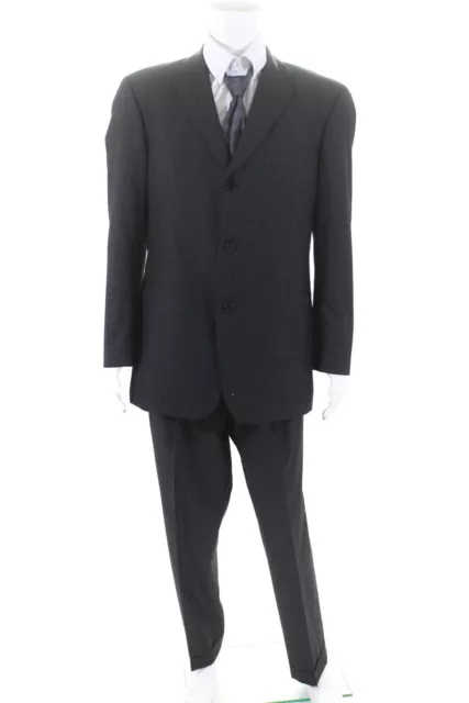 Boss Hugo Boss Men's Single Breasted Two Piece Wool Suit Gray Size 42R