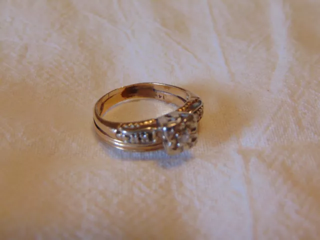 Vintage Lady's Wedding Ring Set 14k Yellow Gold Wear or Scrap