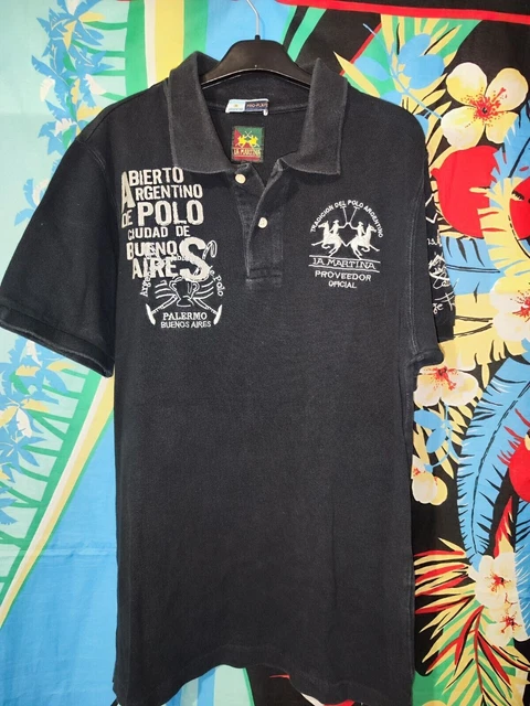 La Martina Argentina Pro Players T-shirt da uomo con colletto taglia L