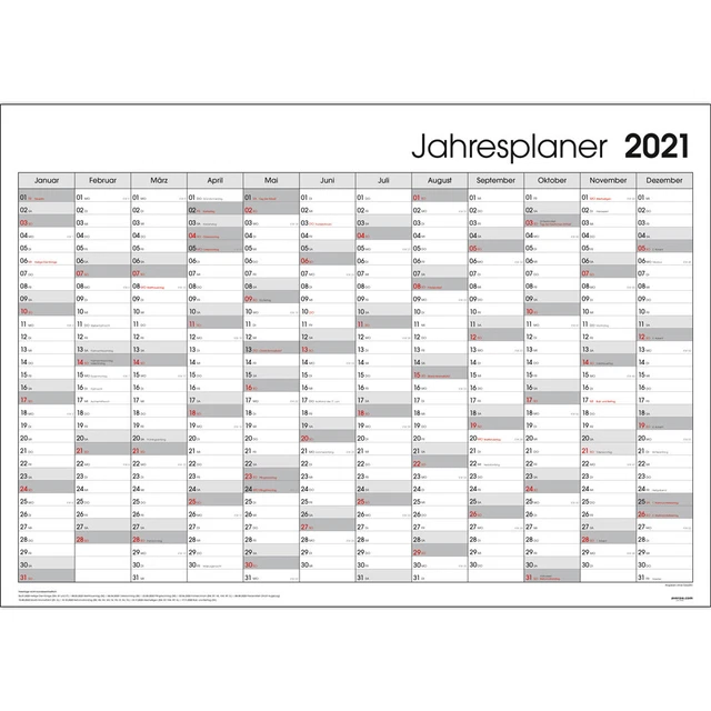 XXL WANDKALENDER WANDPLANER Jahresplaner Kalender 2021 DIN A1 GEFALTET