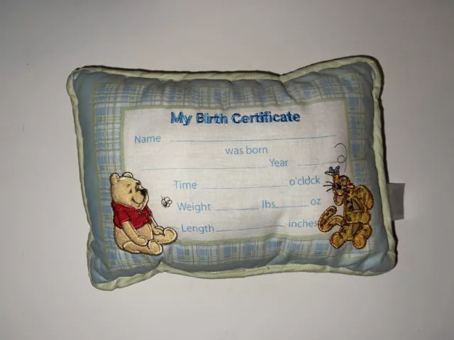 Disney’s  WINNIE The POOH Baby BIRTH Announcement Keepsake Pillow vintage