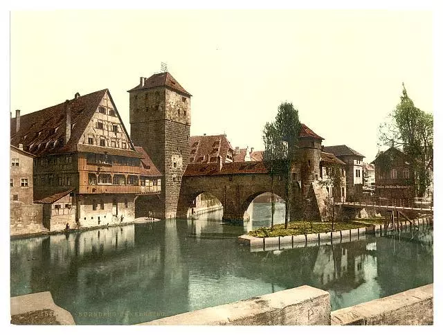 Hangman Bridge Nuremberg Bavaria Germany c1900 OLD PHOTO