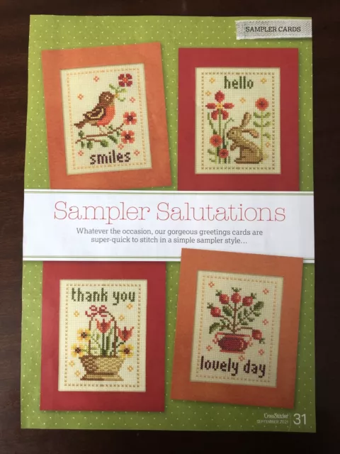 Mini Gráficos de Tarjetas de Punto de Cruz Estilo Muestreador Tradicional x 4 **de una revista**