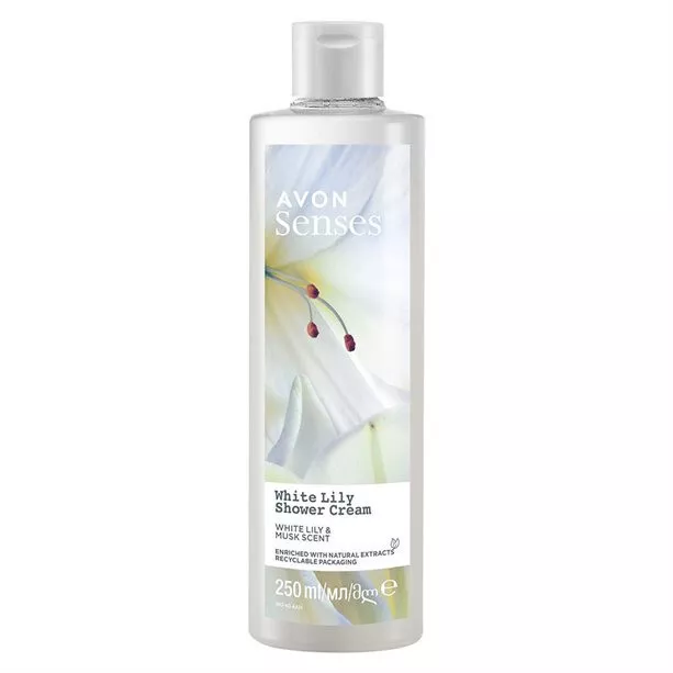 (1L/5,96€) AVON Senses Duschcreme WHITE LILLY  250 ml - Weiße Lilie und Moschus