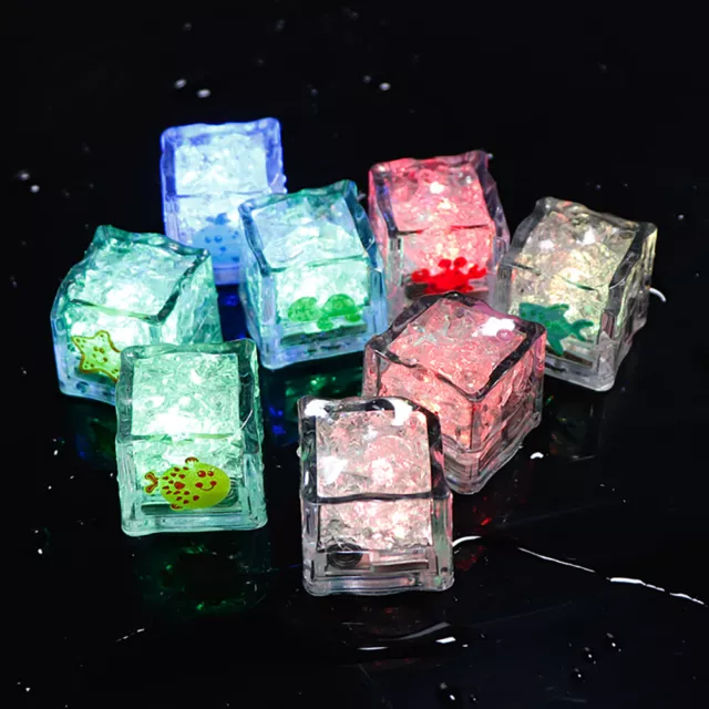 8pcs Glowing Ice Cubes Toy Colorful LED Light Ice Lamp Bath Toy for Kids Bathing
