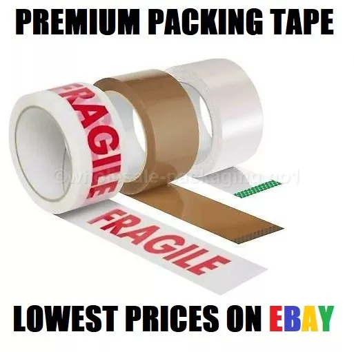 Parcel Packing Tape CLEAR/BROWN/FRAGILE Cartons Sealing Strong Rolls 48MM X 66M