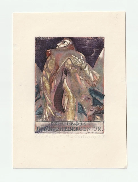 ANTANAS KMIELIAUSKAS: Exlibris für Jan Rhebergen, 1984