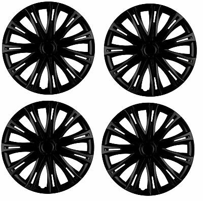 16" Black Multi-Spoke Wheel Trims Hub Caps Covers Protectors Set of 4 ABS