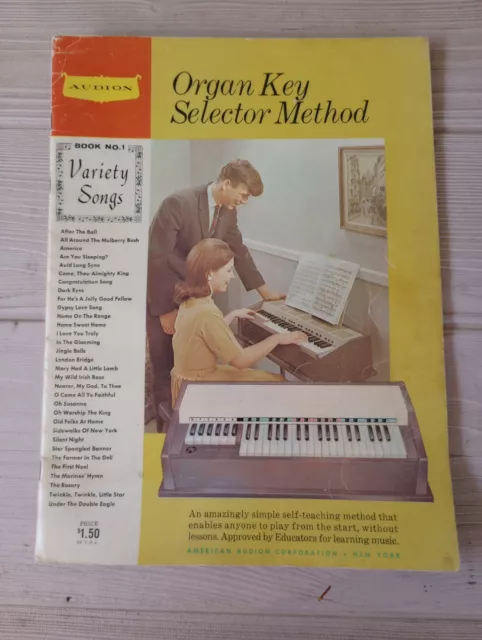 Vintage 1959 Audion Organ Key Selector Method Variety Songs Music Book No. 1