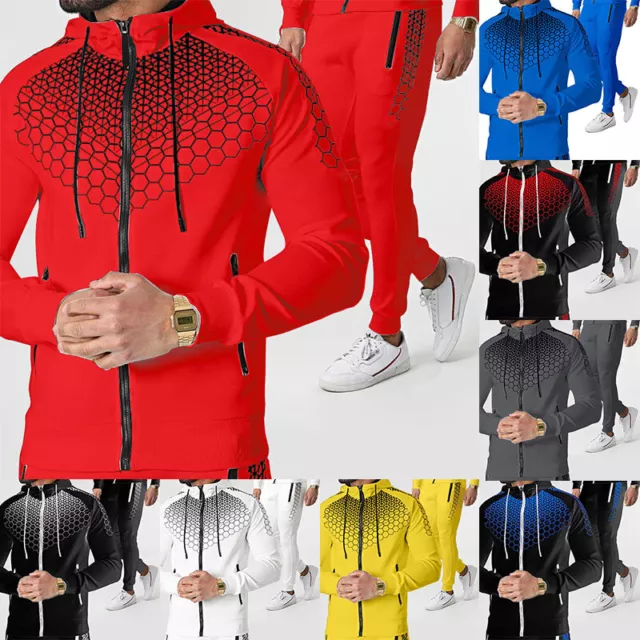 Hommes Survêtements Bas Ensemble Capuche Haut Sweat Jogging Gym Souple 》