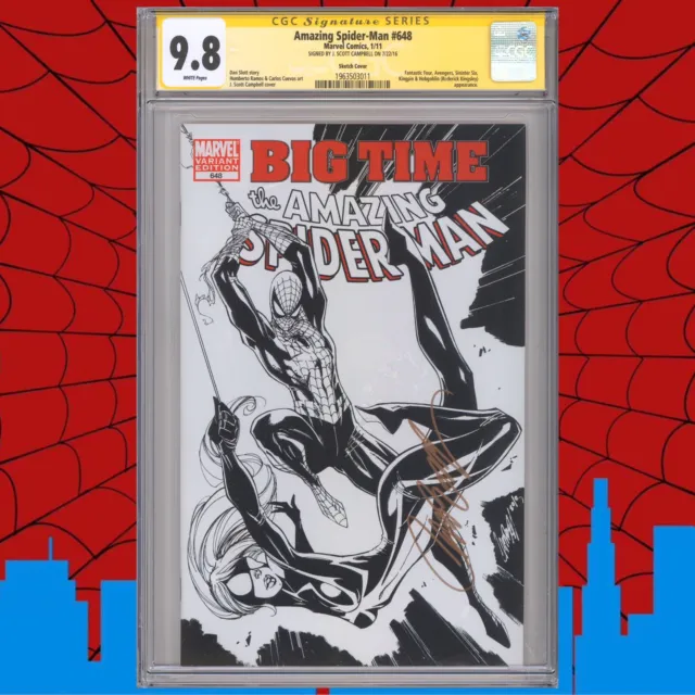 CGC SS 9.8 Amazing Spider-Man #648 Sketch Variant signed by J. Scott Campbell